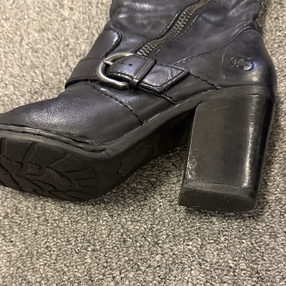 Born Black Treddy Heeled Leather Boots - Picture 3 of 4